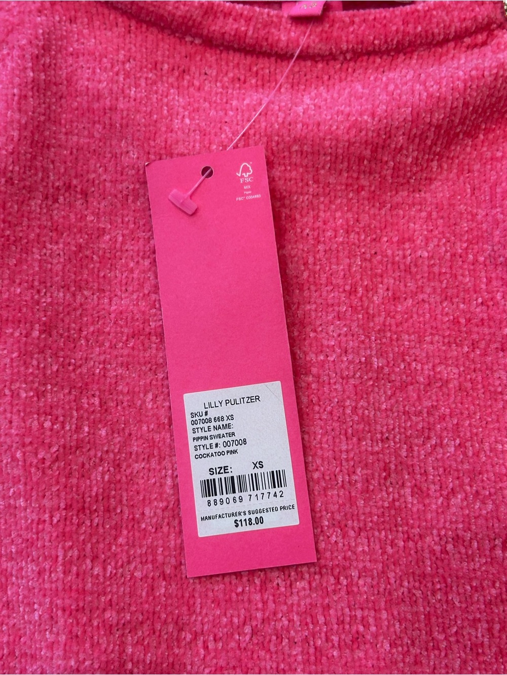 Lilly Pulitzer Hot Pink Crewneck Sweater with Button Detail - Picture 3 of 9